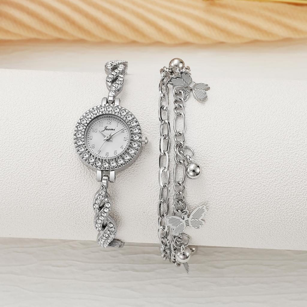New Fashion Simple Design Sense Luxury Hot Sale Diamond Personalized Quartz Watch Women's Bracelet Set 2pcs/set