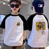 Round Neck Boy's Short Sleeved T-shirt, Summer Cartoon Loose Top