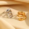 MamacitaSlay Minimalist 18K Gold Plated Stainless Steel Hollow Out Open Ring New Design Waterproof Jewelry Women's Charm Gift