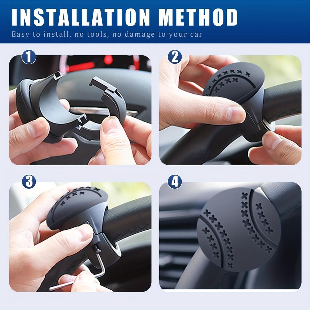 Steering Wheel Spinner Knob, ABS & Silicone Non-Slip Knob With Metal Ball Bearing, Easy Installation, Car Steering Wheel Power Handle Knob Fit