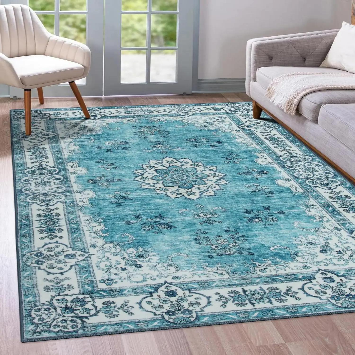 

Bohemian Carpet, Durable And Stain-Resistant Living Room Floor Mat, Vintage-Style Bedroom Carpet For Home Decoration 140x200cm 55x79inch