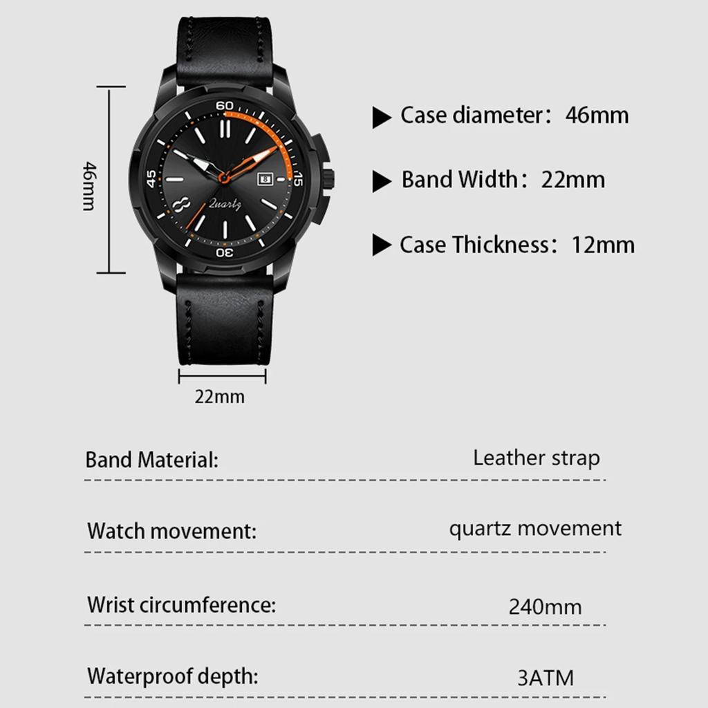 Military Leather Watch Dial Quartz Movement Business Casual Outdoor Sports Wristwatch