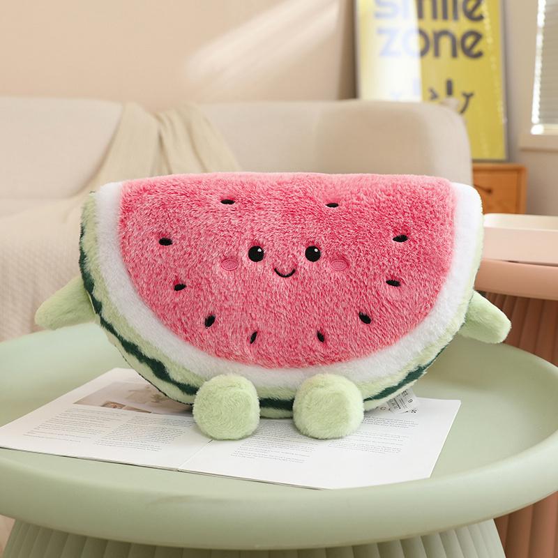 Peluche Forme Melon Humanoïde Semi-Ronde Coussin Support Tête Souriante Jambes Et Bras Décoration Canapé Cadeau
