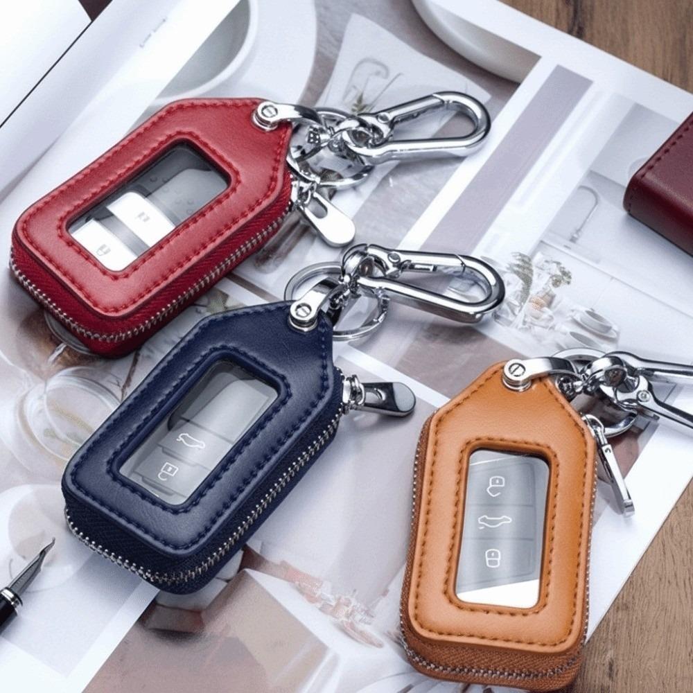 Zipper Purse Car Key Holder PU Leather Key Bag Case Unisex Key Protection Case Car Use