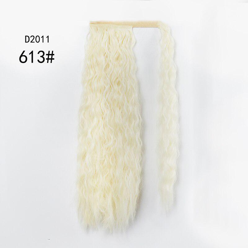 Lockiges langes Pferdeschwanz-Synthetik-Haarteil zum Aufwickeln, Clip-Haarverlängerungen, Ombre-Braun-Pferdeschwanz, blondes Haar
