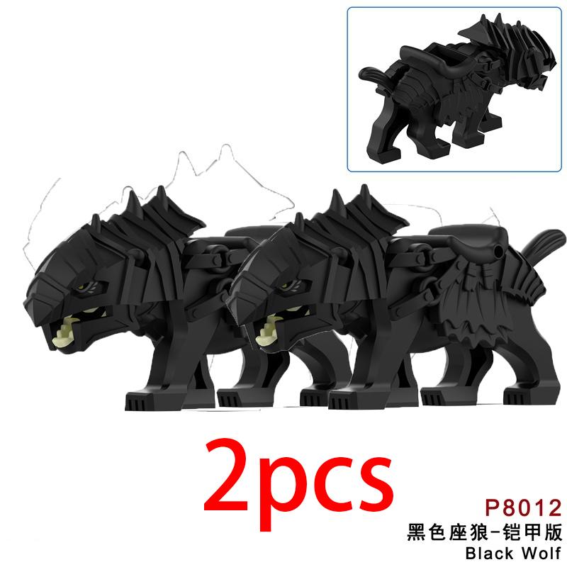 Mittelalterliche Militärburg Ritter Bausteine Reitpferd Wolf Bär Elefant Tier Weste Waffe Fahne Sattel Spielzeug Ziegelstein Geschenk A06