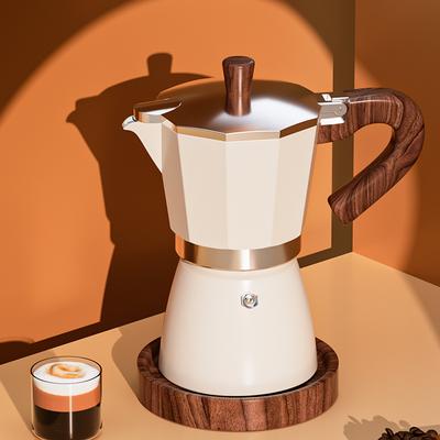 PARACITY 150ML/300ML Caffettiera Moka Italiana con Manico in Legno Accessori da Caffè Bollitore per Latte Stufe Caffettiera Bianca