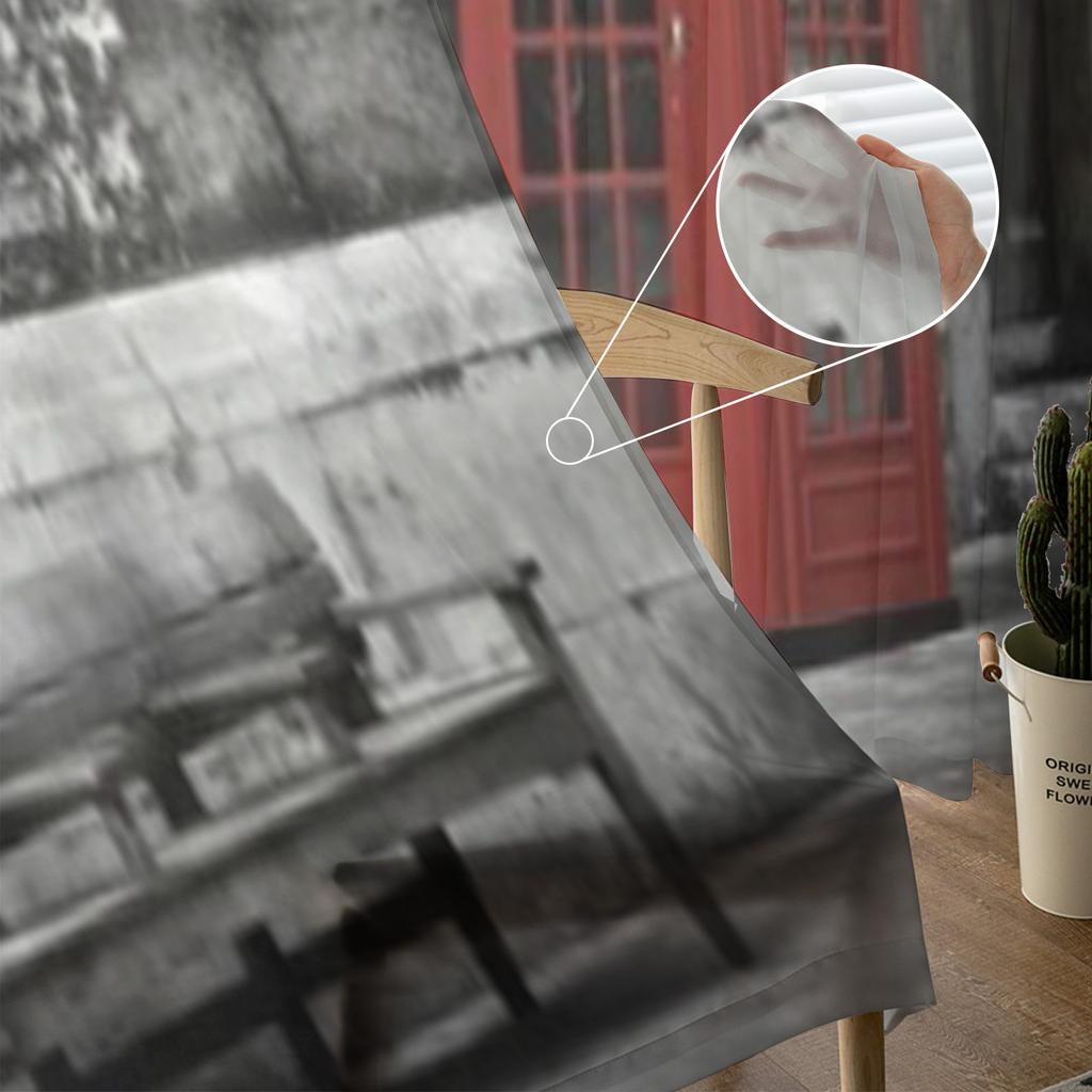 Brittisk telefonkiosk i London Storbritannien Tyll Skira gardiner för vardagsrum köksdekoration Voile Organza-gardiner