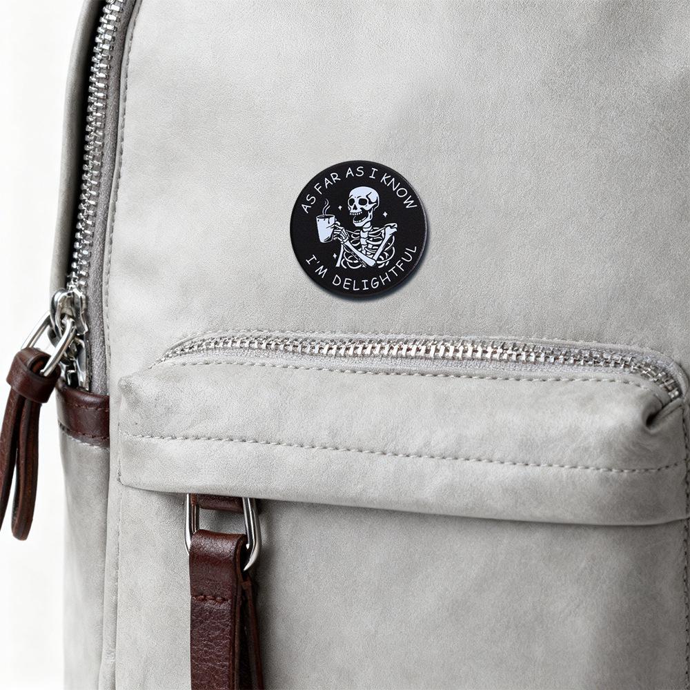 Skull Brooch: Creative Coffee-Drinking Badge for Bags, Clothing & Hats