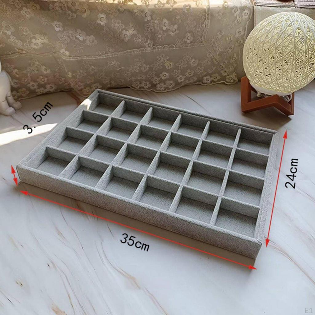 24Grid Jewelry Tray Elegant 24 Grid MultiFunctional Earring Storage Organizer for