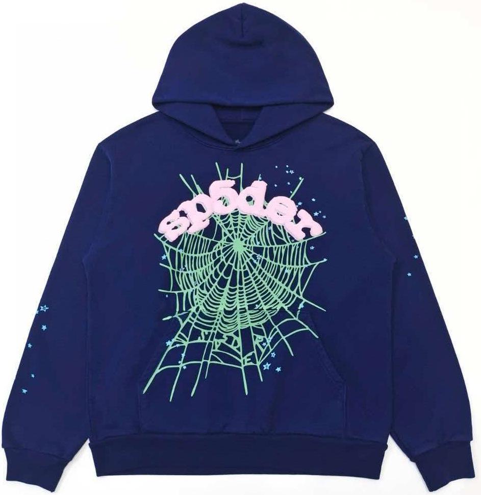 Sudadera con capucha Sp5der Versión Alta Estampado de Telaraña: Ajuste Americano de Moda para Hombre