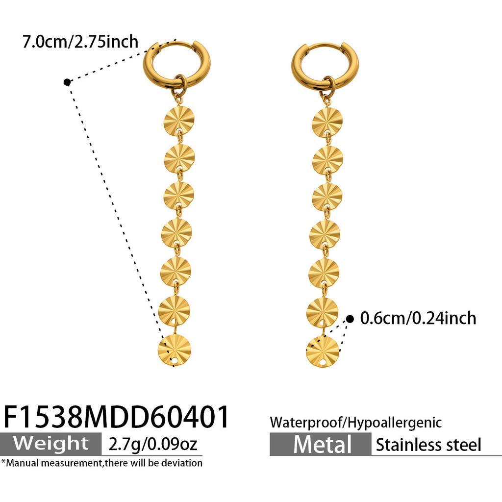 Class 18K Gold Plated Stainless Steel Tassel Earrings for Women Long Chain