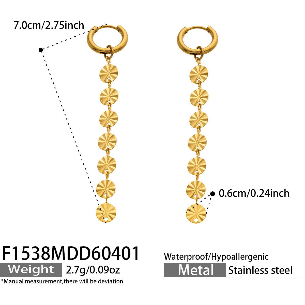 Class 18K Gold Plated Stainless Steel Tassel Earrings for Women Long Chain