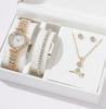 5-Piece Women's Versatile Quartz Wristwatch Set with Steel Band