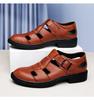 Men's Breathable Perforated Leather Sandals - Business Casual Thick Sole