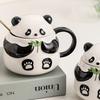 1 st Stor kapacitet Keramisk Mugg med Lock, Pandaformad, Kreativ Design, Söt Tecknad Panda Mugg Kaffekopp