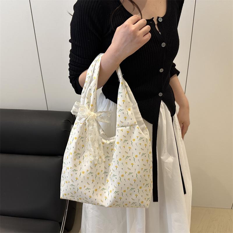 Sweet Versatile Lace Floral Women's Shoulder Bags Large Capacity Commuter Ladies Underarm Vest Bag Casual Female Handbags Tote