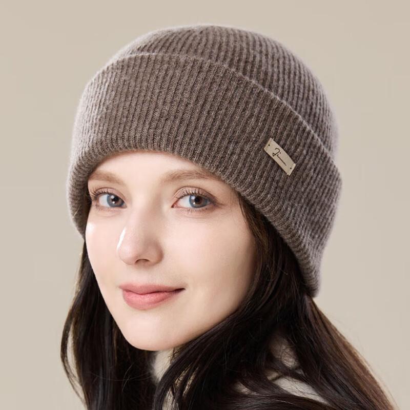 JIUMU Women's Thickened Pure Wool Knitted Beanie
