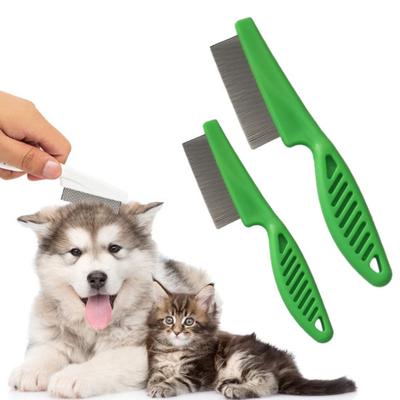 Tierpflegekamm Edelstahl Feinzahn Tierhaarkamm Multifunktionaler Flohkamm Schmutz- und Tränenfleckenentfernungswerkzeug für Hunde Katzen