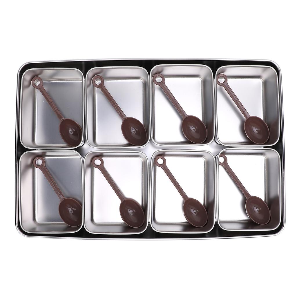 Condiment Caddy Server with 8 Containers Serving Tray Platter with 8 Spoons for Bar Accessories Fruit Salad Party