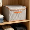 Fabric Storage Box with Lid, Sturdy Three-Dimensional Design, Ideal for Closet Organization and Home Storage.