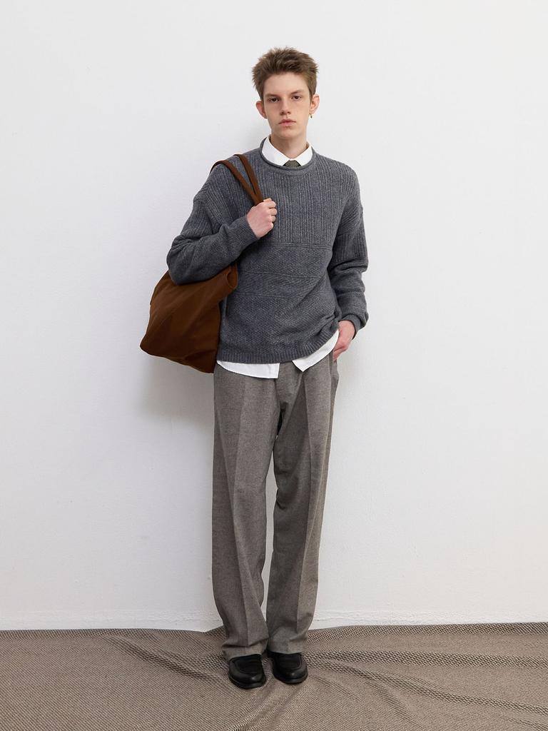 FRAGE Side-Fold Wool Slacks - Sand Grey