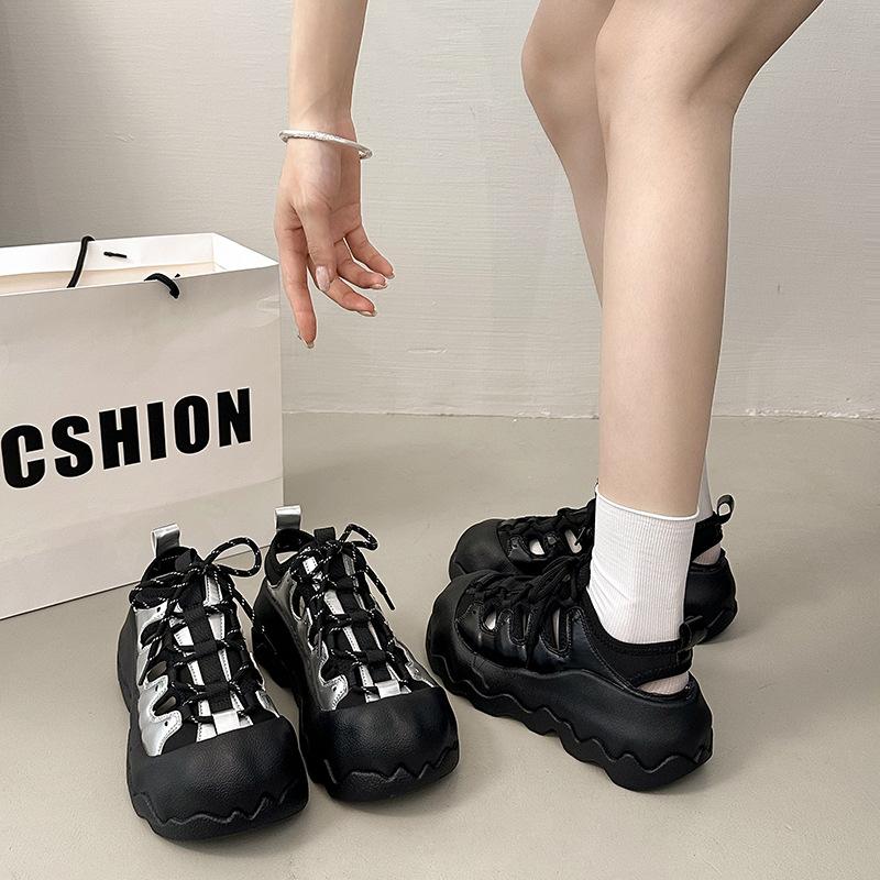 Ugly Cute Sports and Leisure Shoes Women's 2025 Autumn New Thick-soled Heightening Small Hollow Breathable Sports Sandals