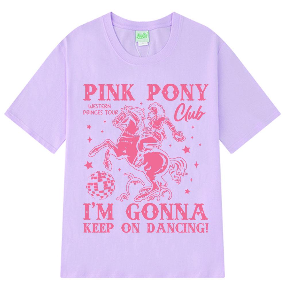 Pink Pony Club Fashion Print T-shirt Summer Short-sleeved 100% Cotton Casual T-shirts Man Woman Aesthetic Trendy Loose T-shirts