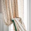 Boho Gardinen Blumenmuster Halb-Verdunkelungs Fenstergardinen mit Quasten Baumwoll-Leinen Gardinenteile für Schlafzimmer Wohnzimmer, 1 Panel