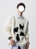 Trendy Cartoon Cat Knit Sweater: Men's Autumn/Winter Round Neck Couple's Loose Casual Style