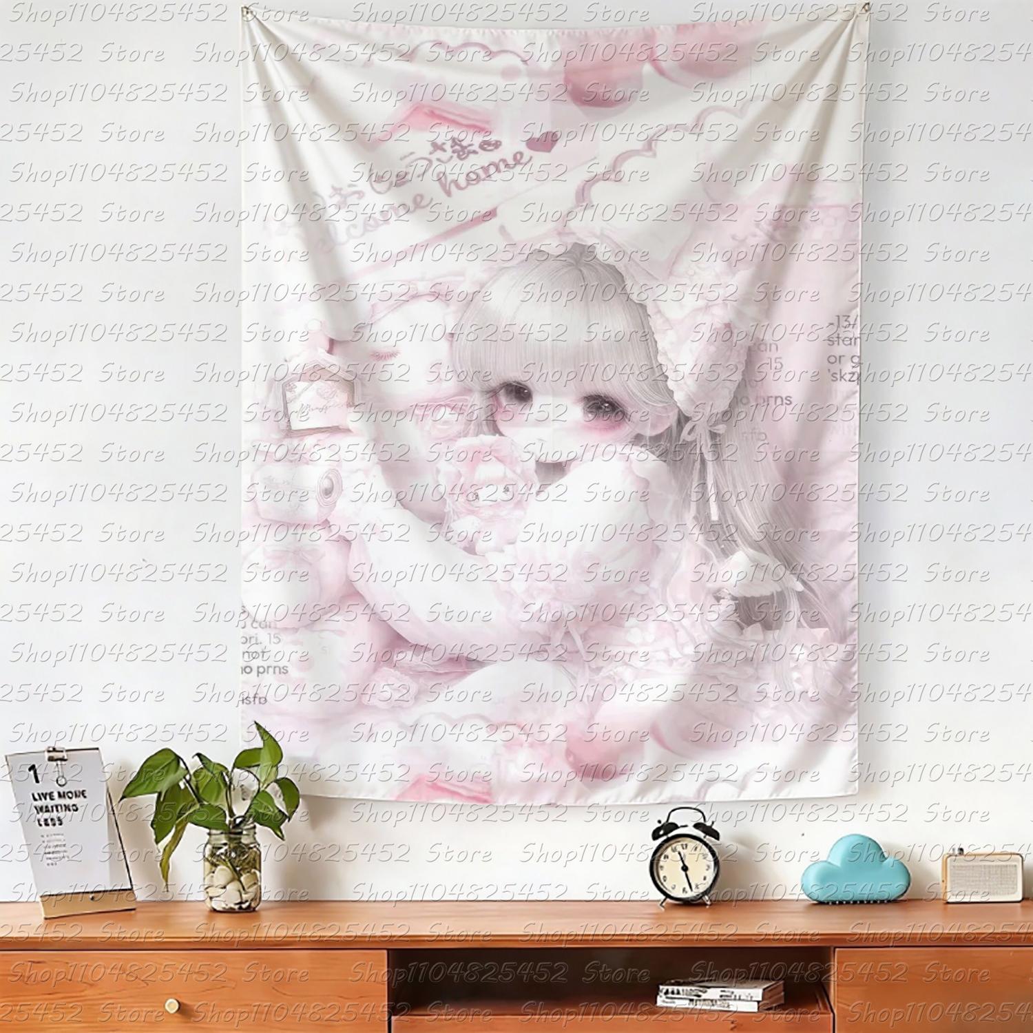 

1pc Instagramstyle Kawaiiiiii girl background wall hanging dormitory decoration bedroom bedside decoration tapestry 74x94cm(29x37in)