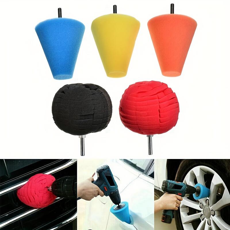 5PCS Sponge Polishing Pads Cone Ball Shape Car Detailing Buffing Wheel Drill Polisher Foam Pad Set
