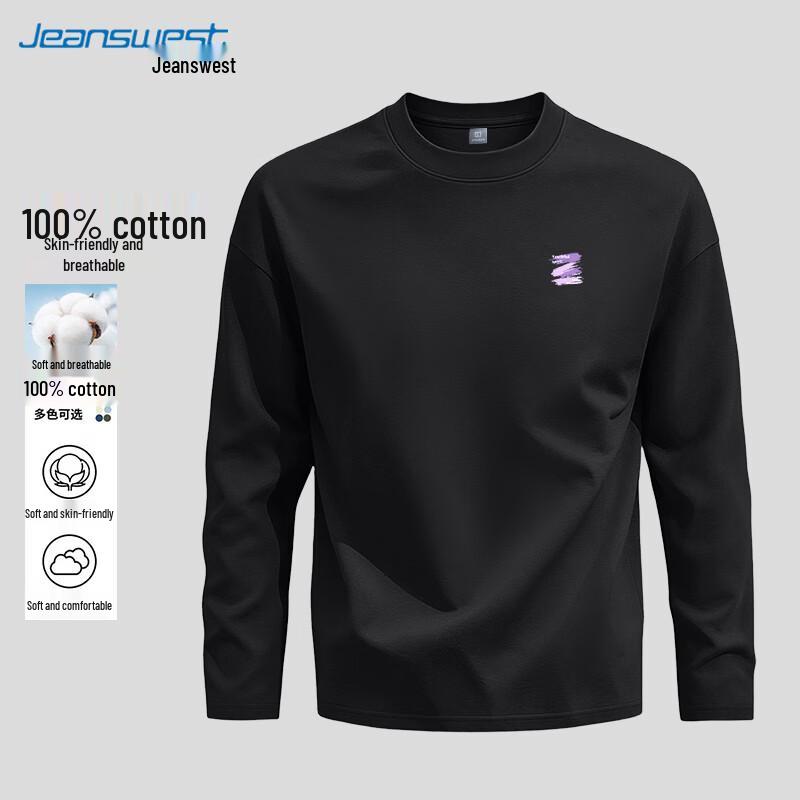 Jeanswest Men's Cotton Brushstroke Long-Sleeve T-Shirt