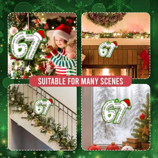 Altı Yedi Ahşap Süs Komik Genç Argo Noel Ağacı Süsü Mizah 67 Meme Gençler İçin Hediye