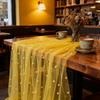 Semi-Transparent Pearl Chiffon Runner Luxury Gauze Tablecloth Dreamy Table Cover  Party
