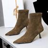 Fashion Liyke Vintage Women Ankle Boots Fashion Pointed Toe Spring Autumn Low Thin Heels Pumps Shoes Ladies Stretch Slim Short Booties