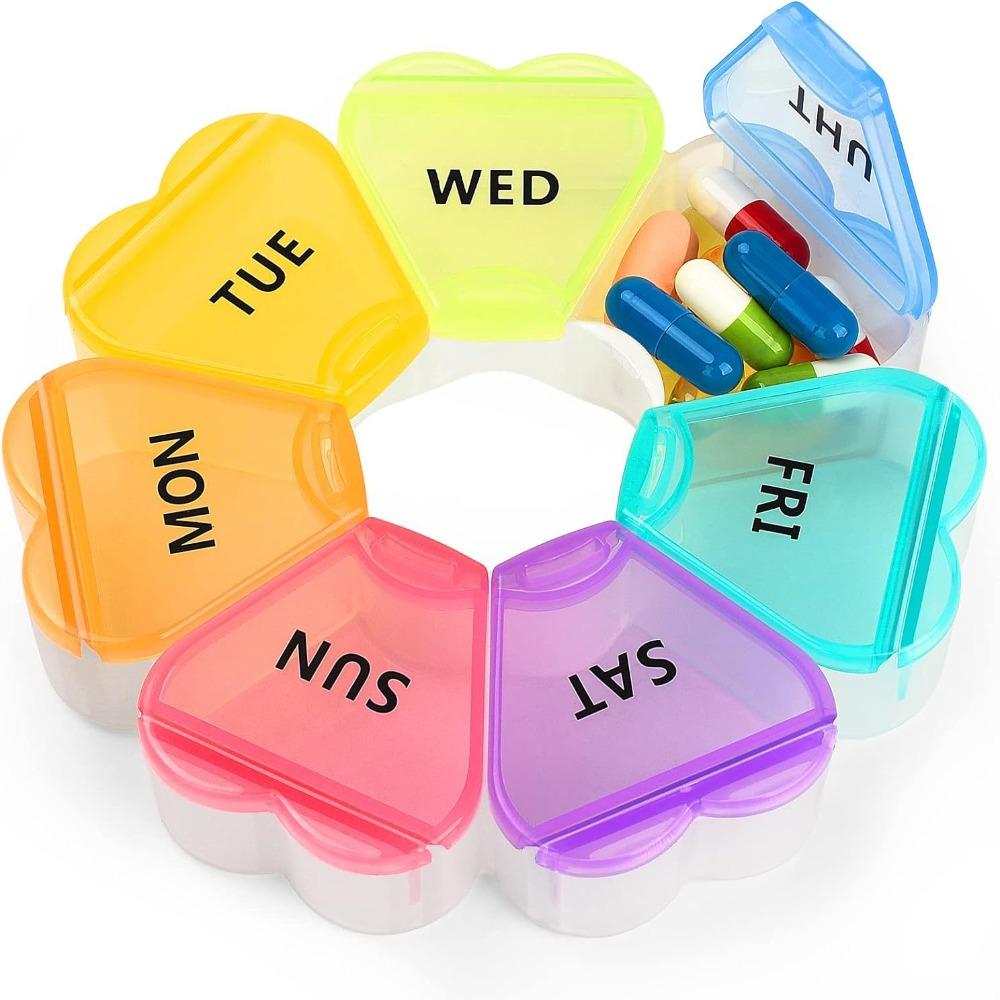 Large Capacity Pill Organizer Weekly 7 Day Compartments Easy Open Daily Pill Box Portable Pill Dispenser Case