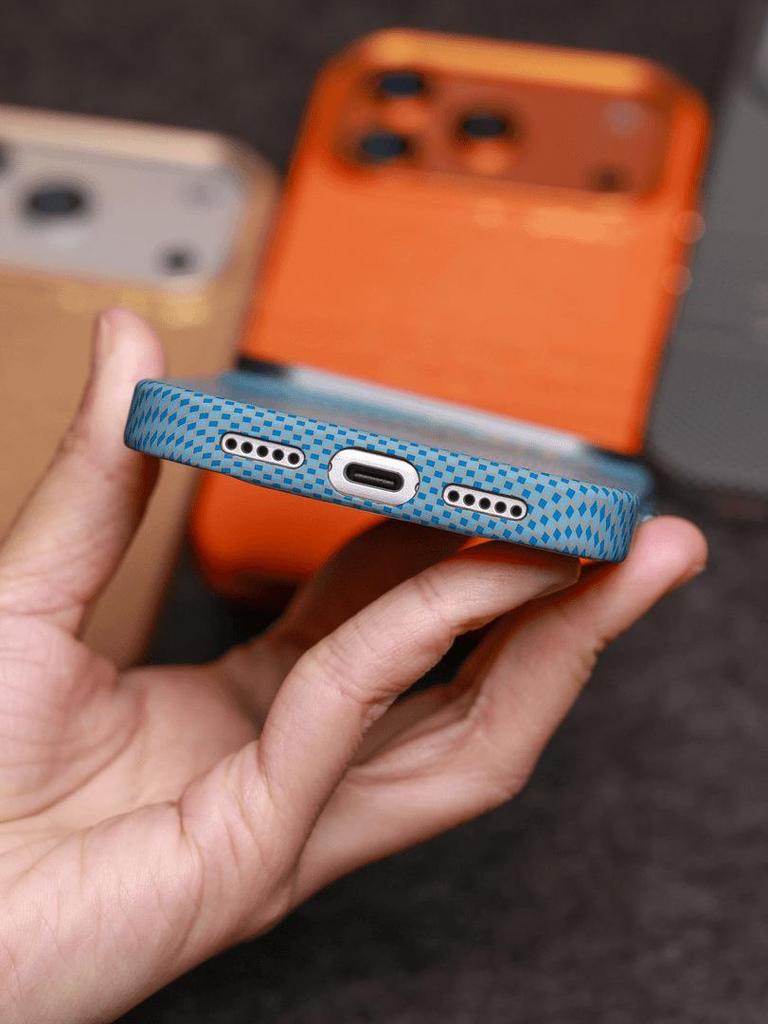 Embossed Kevlar Magnetic Case for iPhone 17 Pro Max - Floating Light Ripples Design, Fits Apple 16, High-End Feel