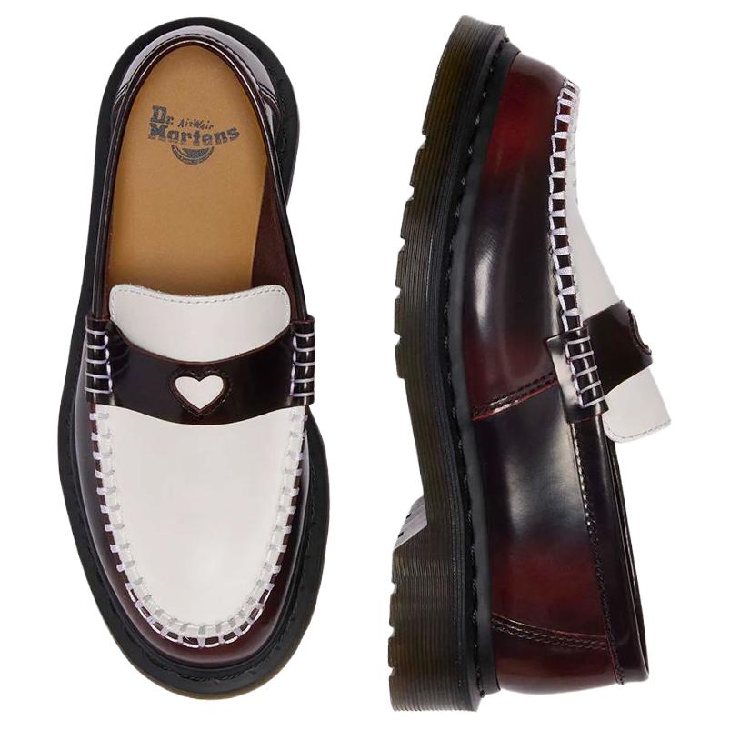 Dr. Martens Penton Heart Suede Fashion Slip-On Loafers Women Loafers Cherry-Red 42594600
