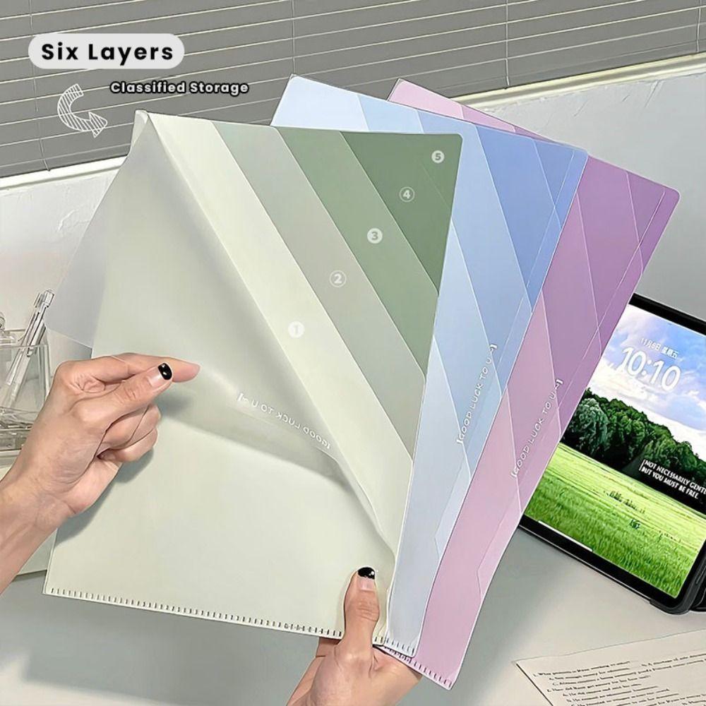 

Six-Layer Test Paper Storage Clip PP Document Bag Simple File Organizer School Office фіолетовий