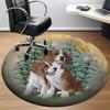 1pc Beagle Print Chair Carpet for Office, Round Polyester Mat, Indoor Decor for Office, Easycare Fabric, Washable Non-slip Area Carpet