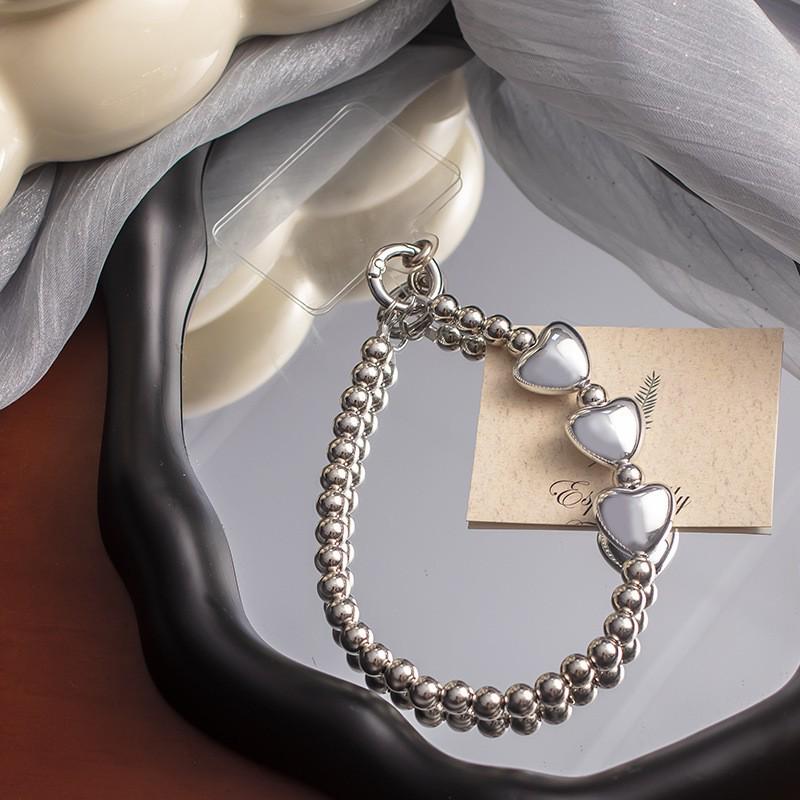 Weißes Herz Perlen Glitzer Handy Handgelenkband Lanyard