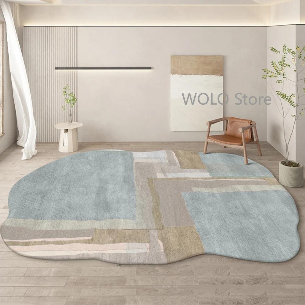 Cream Color Irregular Carpets for Living Room Ins Soft Fluffy Bedside Rugs Oval Bedroom Rug for Children Washable Big Size Mats