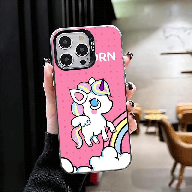 Pink Unicorn Rainbow Soft Phone Case for iPhone 15 16 17 Pro Max 17Air 16E 14 Plus 13 12 Mini Shockproof Cover Back Shell