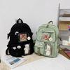 College Student Rucksack Fashion Travel Bookbags with Plush Pendant Pin Cute Kawaii Large Capacity Japanese Style for Teen Girls