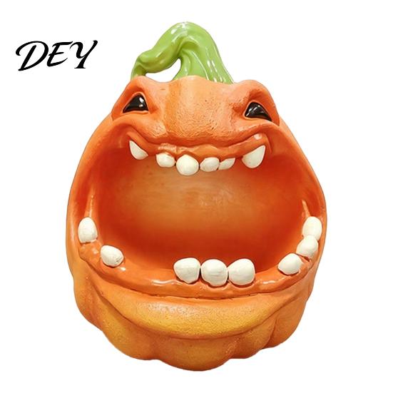 Pumpkin Candy Holder Big Mouth Storage Box, Halloween Figurine Resin Jewelry Tray, MouthPumpkin Statue Trinket Keys for Home Office Desk Decor Desktop