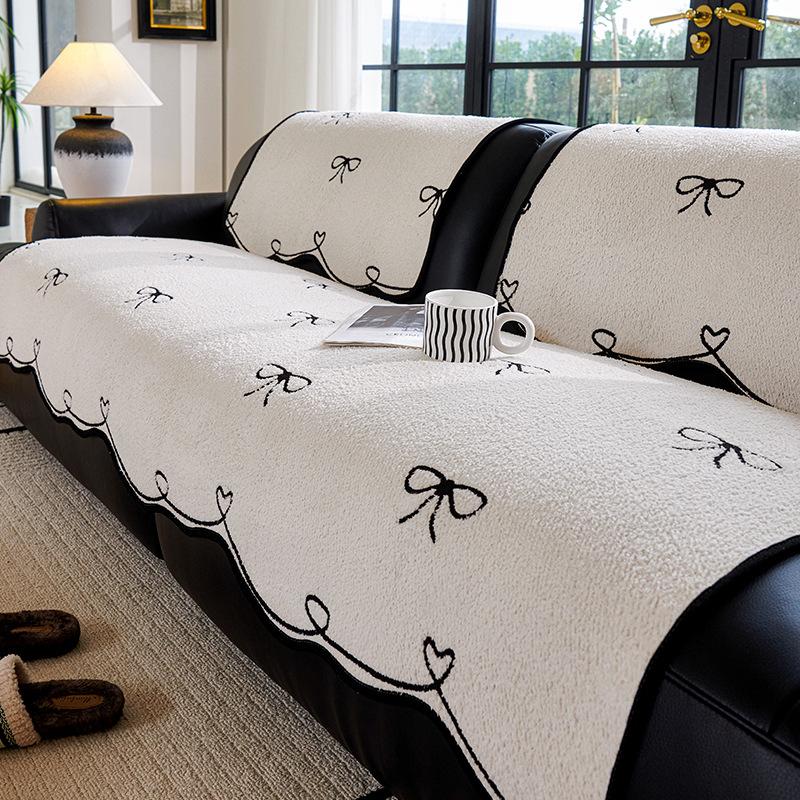 Plush Irregular Sofa Cushion Japanese Breathable Straight Row Sofa Special Machine Washable Leather Seat Cushion Advanced Feeling Cover Cloth