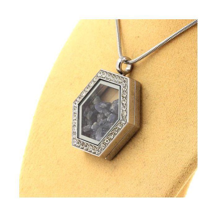 Stones and Minerals. Raw Sapphire Necklace. Hexagon Model.