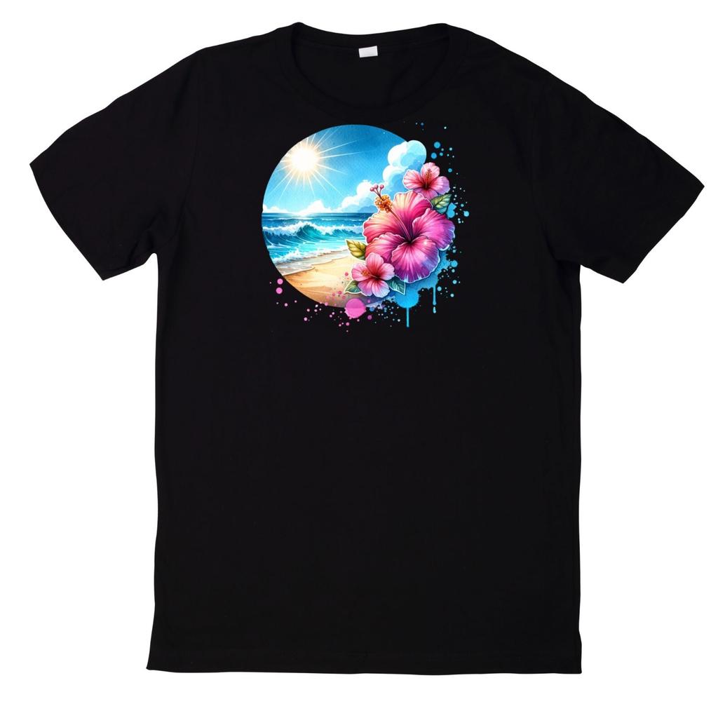 T-Shirt Sommer am Strand Motiv BaumwolleWird in neuem Fenster oder Tab geöffnet