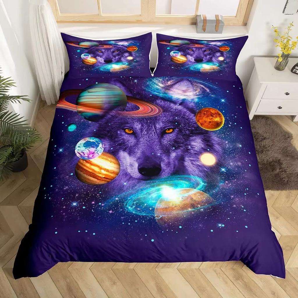 Solar System Duvet Cover Set Boys Girls Outer Space Galaxy Bedding Sets Universe Planets Comforter Cover Astronomy Queen Bedding
